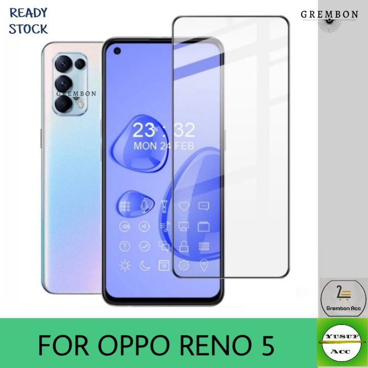 Promo Tempered Glass OPPO RENO Full Layar List Hitam Premium