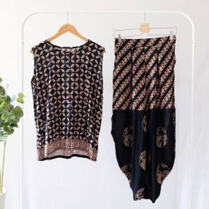 Satu Set Batik Wanita Modern & Setelan Celana Panjang Batik