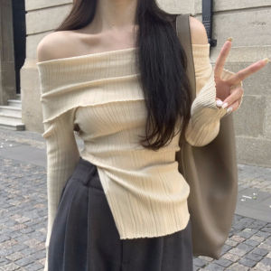 Korean Fashion Casual Sweet Off-shoulder Knitted Sweater For Women