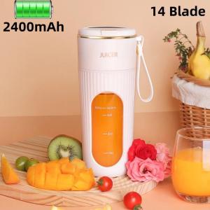 2024 New Rechargeable Portable Juicer Cup 14-blades Fast Mixing Digital Design 2400mAh Capacity Indoor and Outdoor Juice Machine