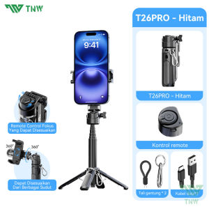 TNW T26Pro 3 In 1 Extendable Grip Tripod Mini Selfie Stick Zoom Remote Control Tripod Tongsis Tripod Bluetooth Dan Lampu