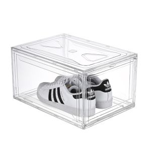 PET Transparent Shoebox Stackable Plastic Shoe Storage Boxes with Magnetic door Dustproof Shoebox