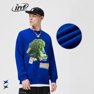 INFLATION brand 2023 autumn new men preppy style 400g fleece vegetable printing casual round neck pullover thickened sweater