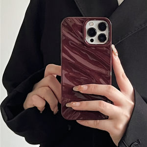 CrashStar Fashion Glossy Wavy Wrinkled Soft Shockproof Phone Case For iPhone 16 15 14 13 12 11 Pro Max XS XR X 8 7 Plus + SE 2020 Silicone Anti-fall Phone Casing Solid Color Phone Cover Shell Hot Sale