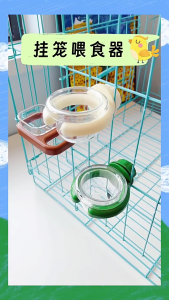 Plastic Bird Cage Feeder Bowl with Clamp Easy To Install Transparent Feeding Cup for Parrots Cockatiels and Small Birds