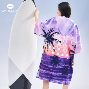 AquaPlay Sunset Style Hooded Poncho Rash Guard Windproof Quick-Dry Water-Absorbent Surf Beach Robe