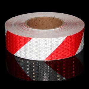 2 Inch X 32.8 Feet Reflective Tape Self Adhesive Red White Safety Reflective Stickers Shining Twill Printing Warning Tape
