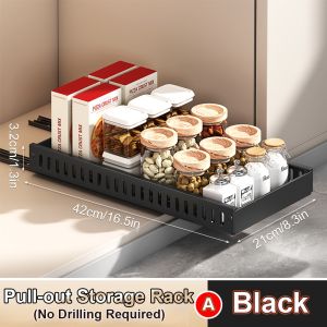 Pull out Pots and Pans Organizer Under Cabinet Sliding Pot Lid Holder Pull out Dishes Spice jar Storage Rack Kitchen Organizer