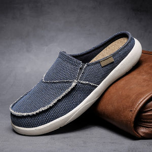 Summer Espadrille Shoes for Men Half Slippers Canvas Boat Shoes Fashion Breathable Soft Driving Shoes Brand Casual Lightweight Slip on Loafers Shoes for Men 2023 Style