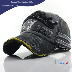 Rhodey Topi Baseball Cap Bordir 3D Rebel Indian Dakota - MZ004 - Dark Blue