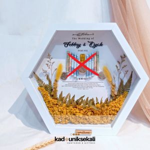 (1HARIJADI) Mahar Pernikahan Rustic Bingkai hexagonal 30CM Kado Pernikahan Custom Nama