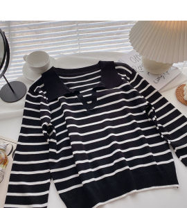 ATASAN RAJUT BAJU BELANG LENGAN PANJANG WANITA KOREA STYLE POLO SHIRT