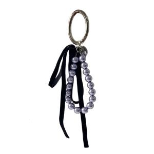Sweet Ribbon Bowknot Pearls Keychain Pendant Lovely Keyring Charm Hangings Decorations for Purse Bag Backpack Handbag
