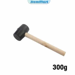 ItemMart 300g 500g Black Rubber Mallet Hammer with Wood Handle