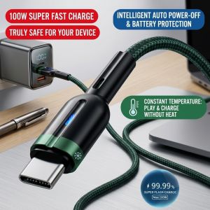 Smart Braided Data Cable Fast Charging USB Cable Auto Cut Off Nylon Wired Charger Cord Type C Micro USB Mobile Phone Charging Data Cable