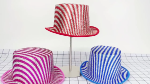 Stripe Top Hat With Glossy Metallic Fabric For Magicians Show Theme Party Cosplay Event Halloween Accessory