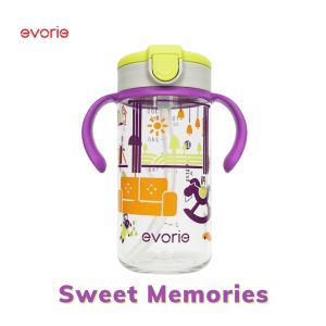 Bình nước  Evorie Tritan Ống hút mềm Chống đầy hơi Không BPA Di động và chống rơi Niêm phong và chống nước bình nước trẻ em 300ml Thích hợp cho trẻ từ 1-3 tuổi