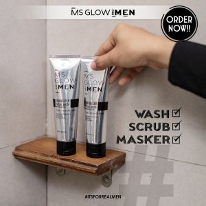 PROMO 2 FACIAL WASH MS GLOW MEN ORIGINAL - Sabun Whitening Wajah Pria Energizer Facial Wash