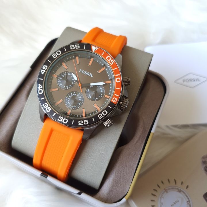 Fossil BQ2500 Bannon Multifunction Orange Silicone Men s Watch Orange Lazada PH