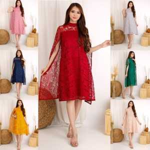 Midi Dress Pesta Kondangan / Dress Brukat MARINE