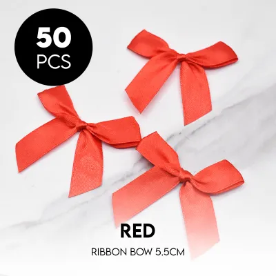 [SG STOCK] 50Pcs/Set Solid Ribbon Bow Satin for Gifts Wrapping Flowers DIY Craft Decoration
