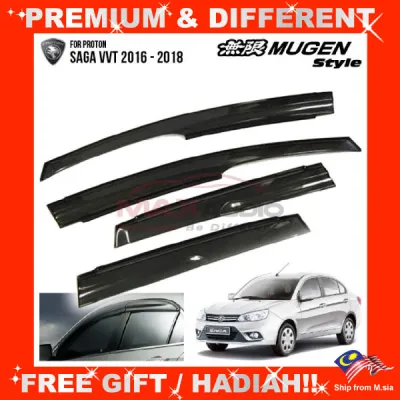 PROTON SAGA VVT MC2 2016 - 2023 MUGEN Door Visor Grade A Premium Acrylic Smoke Black Rain Guard Window Car Air Press