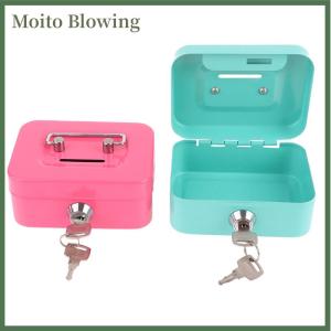 Moito Money Safe Box Mini Cash Box Metal Key Money Bank Small Security Lock Box Portable Sturdy Lockable Coin Boxes