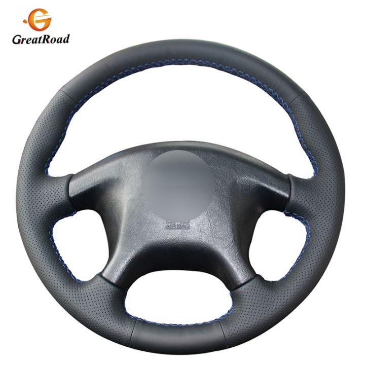 Genuine Leather Steering Wheel Cover – Black, Odorless, Sweat Absorbent – Fits 13.5 To 14.5 Inch Wheels