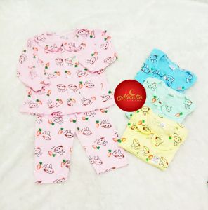 Piyama Bayi Perempuan baju lengan panjang celana panjang Usia 3 18 bulan motif Kelinci