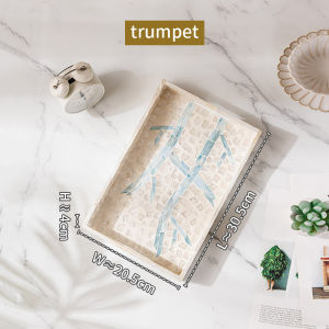 ถาดผลไม้ ถาดหวาย รูปสี่เหลี่ยม ถาดเปลือกหอย สไตล์ ins ที่ถูกทอดด้วยมือ สีธรรมชาติ นำเข้าจากเวียดนาม