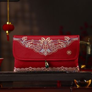 ANGCHI Multiple Patterns 2024 Money Pocket Embroidery Best Wishes New Years Blessing Bag Chinese Tassel Design  Chinese Wedding