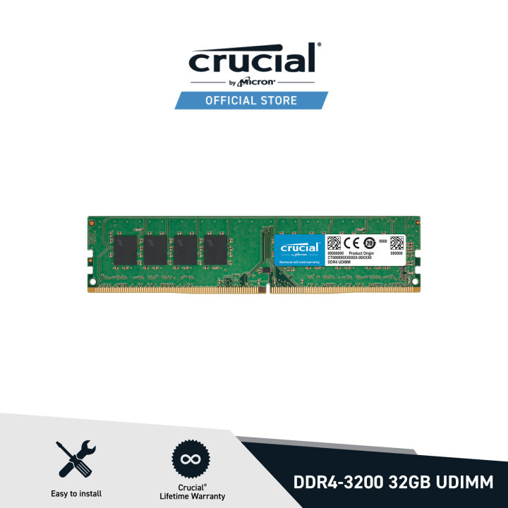 Crucial 32GB DDR4-3200 UDIMM Memory for Desktop (CT32G4DFD832A) Lazada