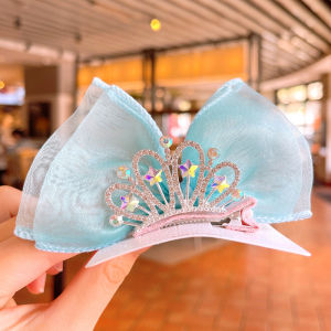 (WESHOP) 👑 Gradient Princess Crown Bow Hair Clips | Elegant Multicolor Hairpins for Kids 💕 Sweet & Charming Look-CSW1018