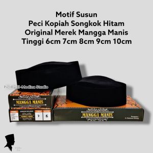 Exclusive Peci Kopiah Songkok Motif SUSUN Hitam Polos Super