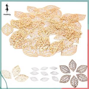 ส่วนลด 10 บาท สำหรับการซื้อ 1 ชิ้น 50pcs Charm Filigree กลวงใบจี้ DIY เครื่องประดับทำให้ใบโลหะ