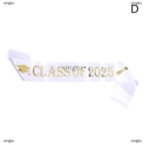 [COD] xingtu Graduation Decoration Class Of 2025 Satin Sash Glitter Black Blue Congratulation Graduation Party Decoration Supplies