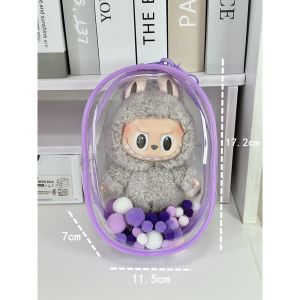 [SG Ready Stock]NS Labubu PVC Protective Bag Keychain Bags Thickened Doll Bag Double Zipper Labubu Doll Bags Transparent PVC Portable Organizer Box