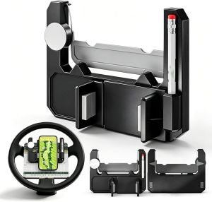 Golf Cart Steering Wheel Phone Holder Flip Up Golf Steering Wheel Phone Mount with Scorecard Slot 360 Adjustable Golf Cart Phone Holder Steering Wheel for iPhone AndroidGolf Cart Accessories