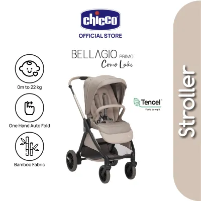 [New] Chicco Bellagio Primo Two Ways Facing Newborn Auto Fold Stroller 0-22kg (Como Lake) - Merino Wool Tencel Bamboo