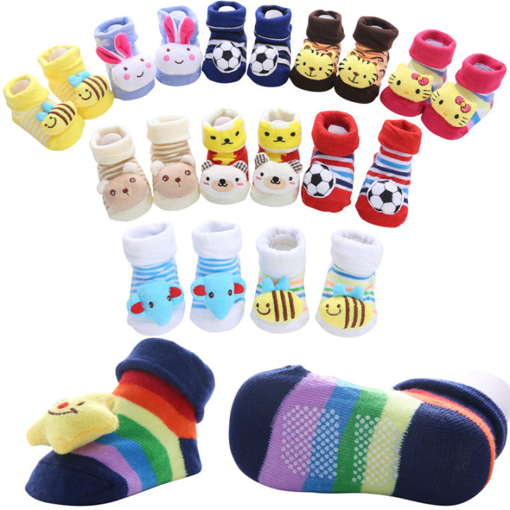 Baby Unisex Breathable Comfy Cartoon Animal Doll Socks Non-Slip Set