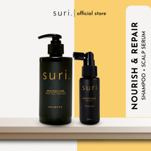 SURI Hair Fall Treatment Set Shampoo Conditioner Serum Anti Hair Loss Gentle Scalp Daily Cleanse Growth Rambut Gugur