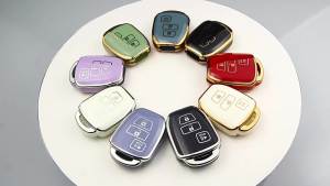 Ốp bảo vệ chìa khóa xe Toyota QBUC với móc khóa ốp bảo vệ toàn diện bằng TPU mềm phù hợp với Toyota 4Runner Corolla Tacoma v.v.