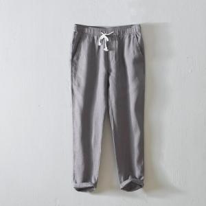Mens Pants Cotton and Linen Korean Style Fashion Versatile Straight Leg Pants
