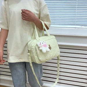 Cute Bear Pattern Diaper Bag Portable Handbag Crossbody Bag with Adjust Belt for Baby Essential Wipes Bottle