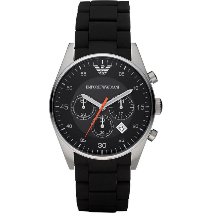 Emporio Armani Mens Stylish PVD Silver Case Chrono Watch AR5858