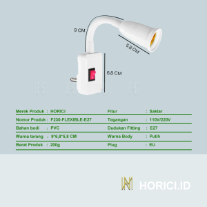 Fitting Lampu Fleksibel E27 dengan Colok On/Off/Kabel Fleksibel Colokan ke Listri