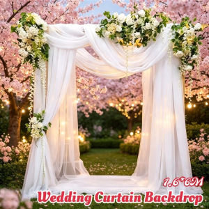 Chiffon Backdrop Curtain Sheer Fabric Event Decor Ivory Photo Booth Stage Wedding Birthday Reception 16x6 Portable