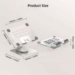 GOOJODOQ Transparan Tablet Stand Holder Adjustable 360° Rotation Tablet Holder Metal For iPad Stand Non-slip Silicone Pads Heat Dissipation