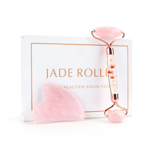 DECINIEE Face Massage Jade Roller Rose Quartz Natural Stone Crystal Slimmer Lift Wrinkle Double Chin Remover Beauty Care Slimming Tools For Women Gift With Box