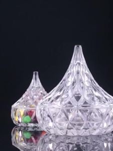 FFBH European Diamond Striped Glass Storage Jar Nut Candy Crystal Glass Jar with Lid Aroma Candlestick Food Container 9T1N6